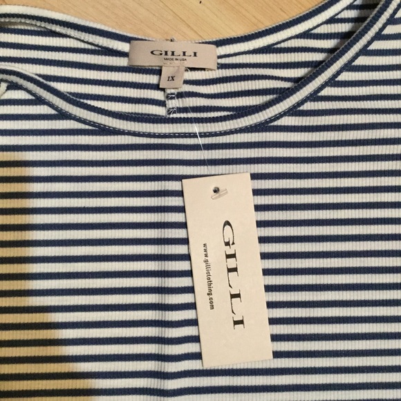 Gills Cold Shoulder Top Striped Blouse 1X - Picture 2 of 5